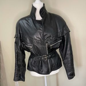 VINTAGE 80's Batwing Leather Motorcycle Jacket